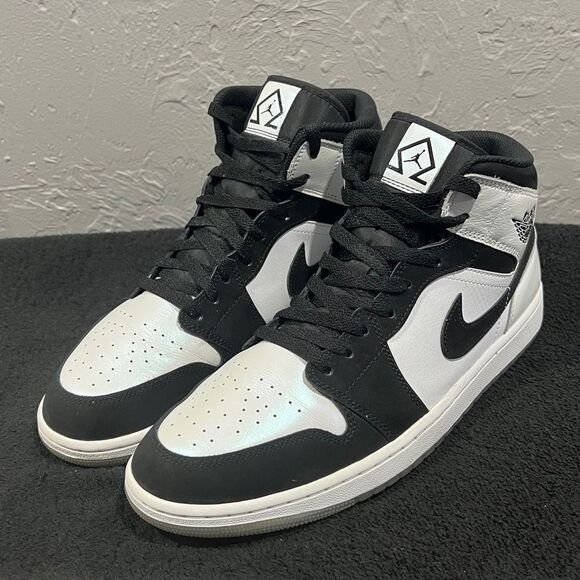 🔥🏀 NIKE AIR JORDAN 1 Mid SE 'Diamond' Shoes - DH6933-100 Men Sz 11.5 - PERFECT - Picture 2 of 15